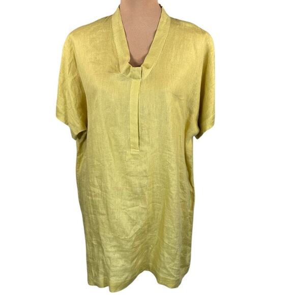 NWT Amelline‎ Dolman Linen Top Yellow XL Lightweight Lagenlook Artistic Layering - Picture 1 of 8